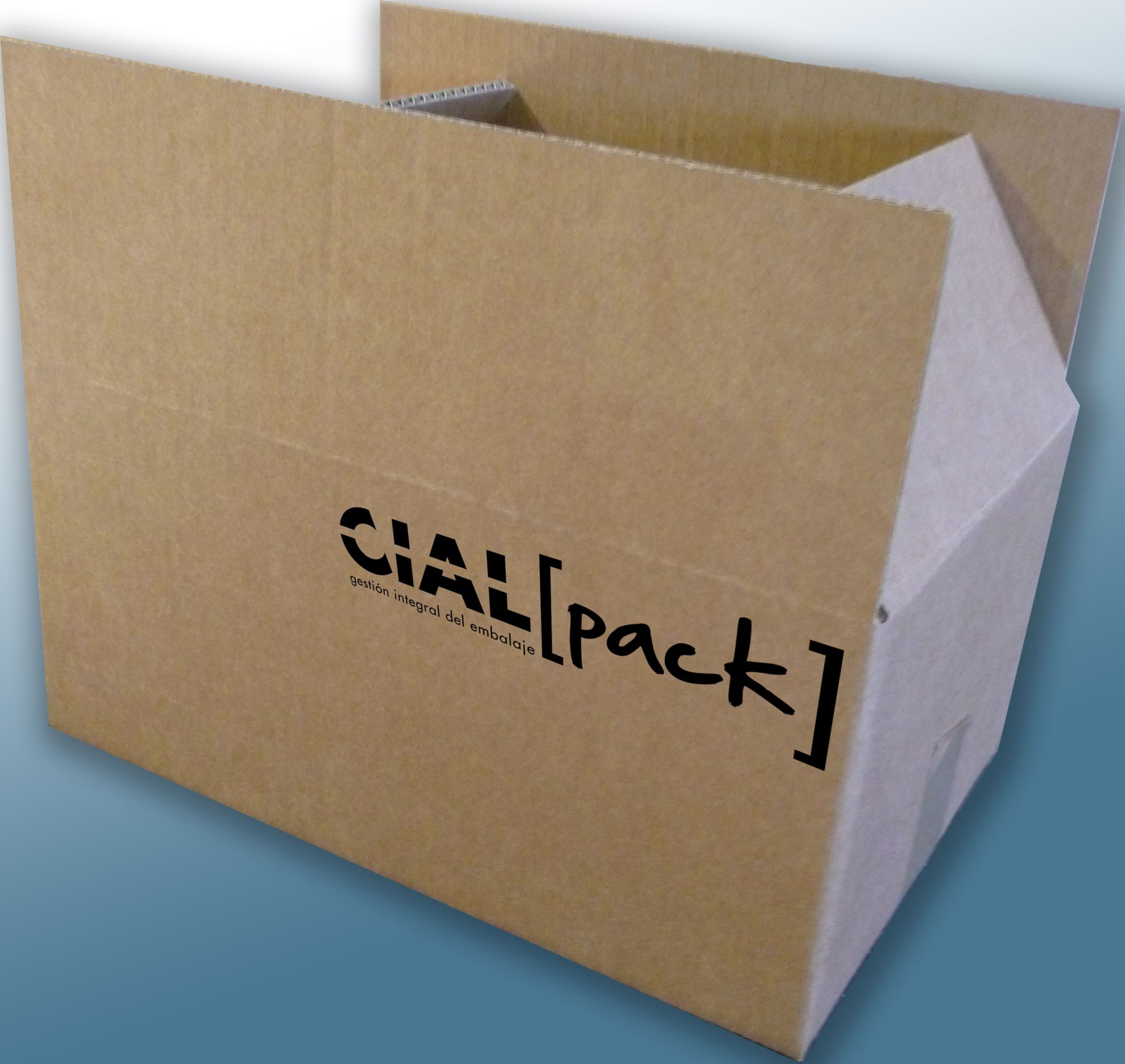 Caja de cartón doble con el Logo de Cialpack en negro